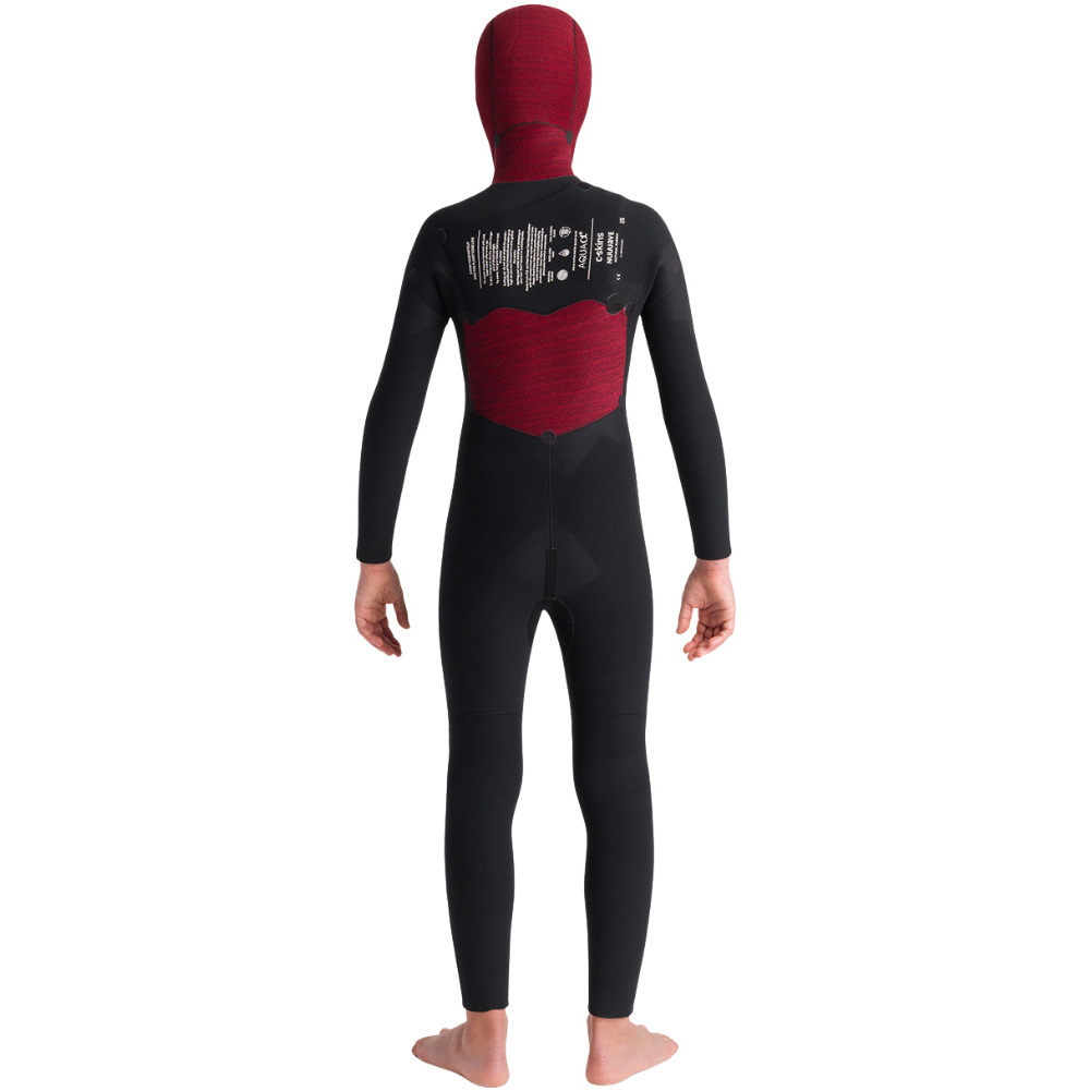 2025 C-Skins Junior Nuwave Session 5/4mm Hooded Chest Zip Wetsuit C-NSE54JH - Black / Bluestone X / Cool Green